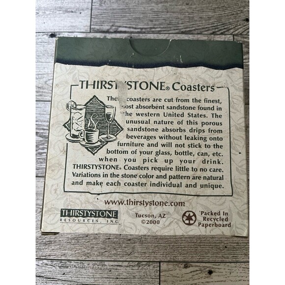 Vintage Thirsty Stone Manatee Sandstone Coasters Set of 4 Cork Backing 2000 - Picture 2 of 9
